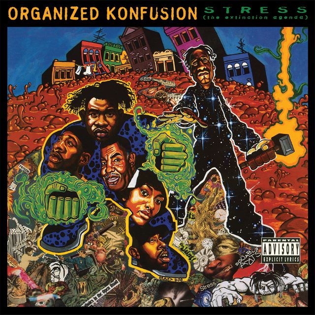 Image of Front Cover of LP - NEW/NEW - ORGANIZED KONFUSION, Stress: The Extinction Agenda (OK Records; L-FB5219-VAR, UK 2026 Reissue, Black Vinyl), , In an era where flexing original styles was mandatory to gain respect, few Hip Hop groups were more respected than Organized Konfusion. The Queens-based duo of Pharoahe Monch and Prince Po shined brightest on their 1994 sophomore LP “Stress: The Extinction Agenda,” which is receiving its first ever 2XLP reissue. Backed by dark, bass-heavy, and jazzy production