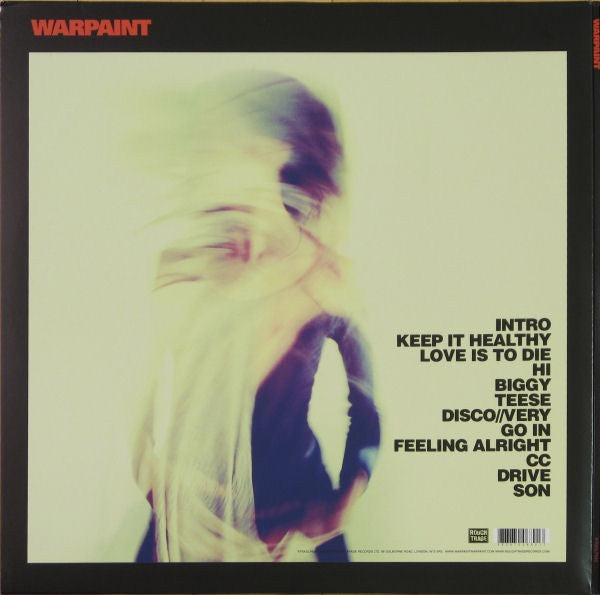 Image of Back Cover of 2xLP - VG+/VG+ - WARPAINT, Warpaint (Rough Trade; RTRADLPX680, Europe 2014, Gatefold, 2 Inners, Red Vinyl, Etched), ,  - 2916079C