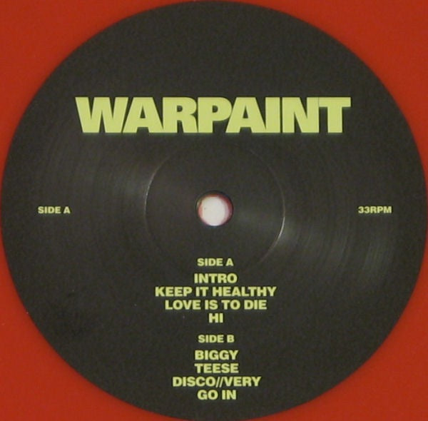 Image of Label Cover of 2xLP - VG+/VG+ - WARPAINT, Warpaint (Rough Trade; RTRADLPX680, Europe 2014, Gatefold, 2 Inners, Red Vinyl, Etched), ,  - 2916079C