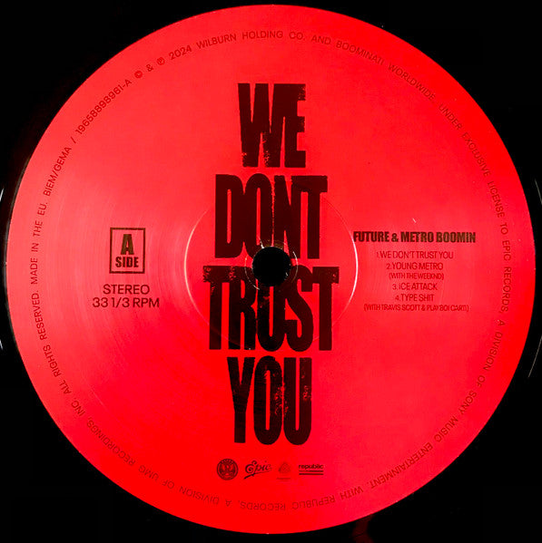 Image of Label Cover of 2xLP - VG+/VG - FUTURE & METRO BOOMIN, We Dont Trust You (Freebandz Entertainment; 19658898961, Europe 2024, 2 Inners & Insert), ,  - 2926024E
