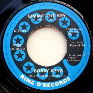 Image of Front Cover of 7" - /VG+ - BOBBY KEYS, Gimmie The Key / Honky Tonk (Parts 1 & 2) (Ring O'Records; 4129, US 1975), ,  - 2956100S