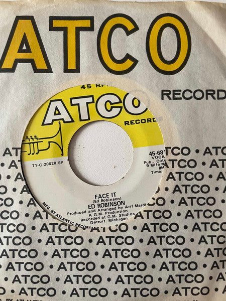 Image of Front Cover of 7" - VG/G+ - ED ROBINSON, Temptation's Bout To Get Me / Face It (Atco Records; 45-6812, US 1971, Company Sleeve), Plays fine. WOL. Nice company sleeve.,  - 2956111S