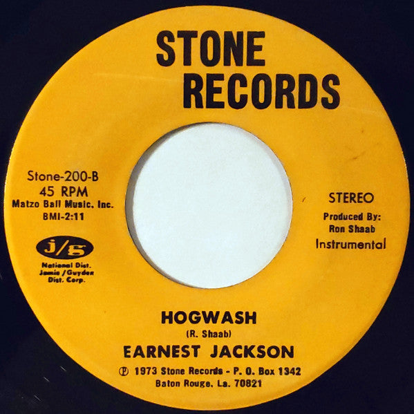 Image of Back Cover of 7" - /VG - EARNEST JACKSON, Love And Happiness / Hogwash (Stone Records; Stone-200, US 1973), Pressing dents (DNAP).,  - 2956158S