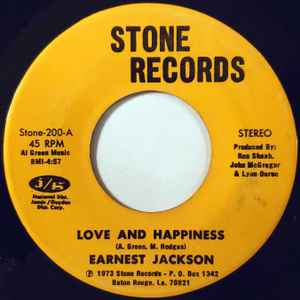 Image of Front Cover of 7" - /VG - EARNEST JACKSON, Love And Happiness / Hogwash (Stone Records; Stone-200, US 1973), Pressing dents (DNAP).,  - 2956158S