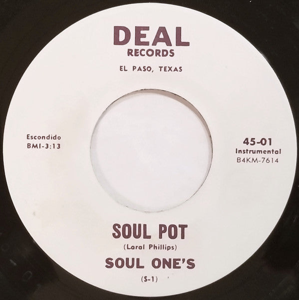 Image of Front Cover of 7" - /EX - SOUL ONE'S, Soul Pot / This Is My Prayer (Deal Records; 45-01, US 1985), ,  - 2956160S