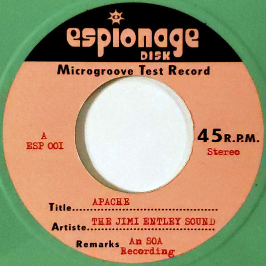 Image of Front Cover of 7" - /EX - THE JIMI ENTLEY SOUND, Apache / Charlie's Theme (Espionage Disk; ESP 001, UK 2002, Green Vinyl / Limited Edition), ,  - 2956134S