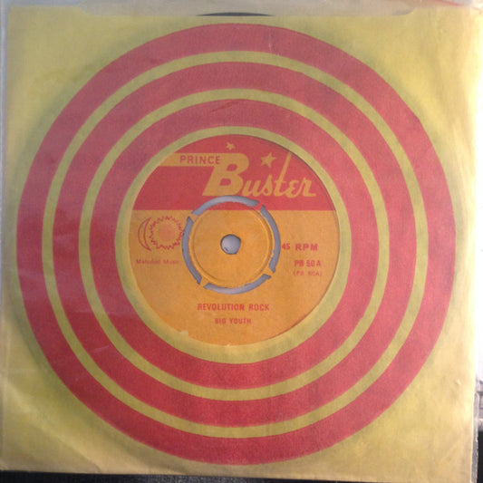 Image of Front Cover of 7" - /VG - BIG YOUTH, Revolution Rock (Prince Buster; PB 50, UK 1972, 4-Prong Centre), No centre piece.,  - 2956140S