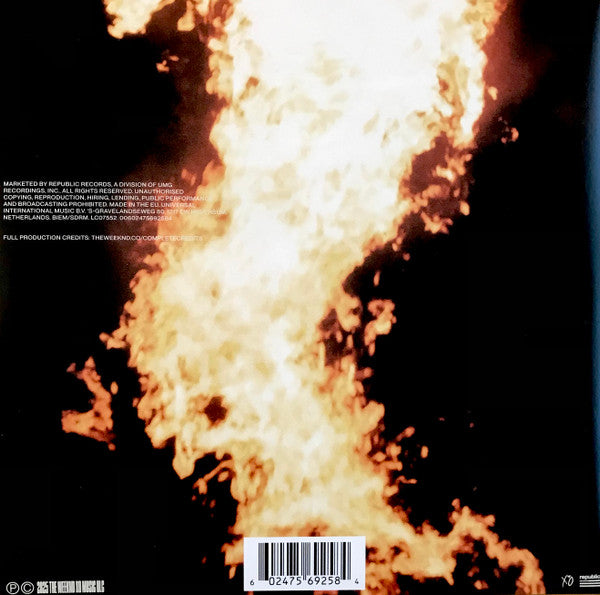Image of Back Cover of 2xLP - VG+/VG+ - THE WEEKND, Hurry Up Tomorrow (XO; 00602475692584, Europe 2025, Gatefold, Insert), ,  - 2926068E