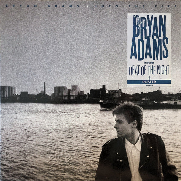 Image of Front Cover of LP - VG/VG - BRYAN ADAMS, Into The Fire (A&M Records; 393 907-1, Germany 1987, Hype Stickered Sleeve, Inner, With Poster), Heavy edge wear, nice poster.,  - 2916100C