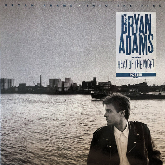 Image of Front Cover of LP - VG/VG - BRYAN ADAMS, Into The Fire (A&M Records; 393 907-1, Germany 1987, Hype Stickered Sleeve, Inner, With Poster), Heavy edge wear, nice poster.,  - 2916100C