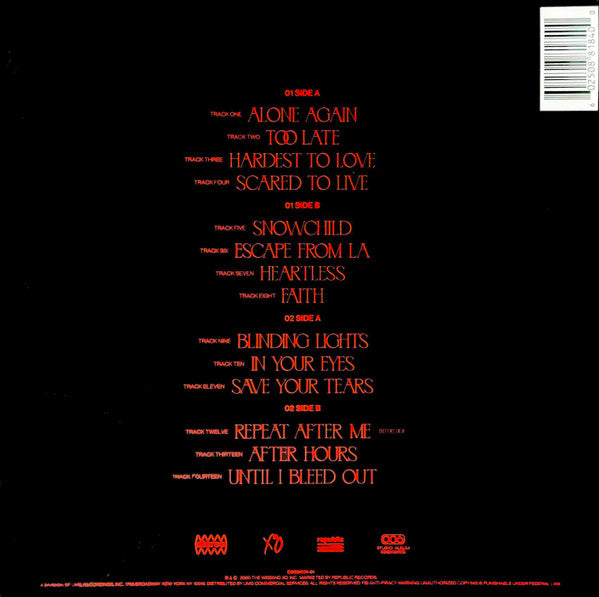 Image of Back Cover of 2xLP - VG/VG - THE WEEKND, After Hours (XO; B0031991-01, US 2020, Gatefold, 2 Inners), ,  - 2926069E