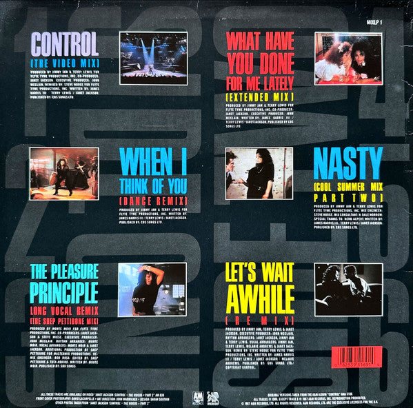Image of Back Cover of LP - VG/VG - JANET JACKSON, Control - The Remixes (A&M Records; MIXLP 1, UK 1987, Inner), ,  - 2916101C