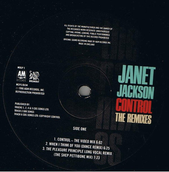 Image of Label Cover of LP - VG/VG - JANET JACKSON, Control - The Remixes (A&M Records; MIXLP 1, UK 1987, Inner), ,  - 2916101C