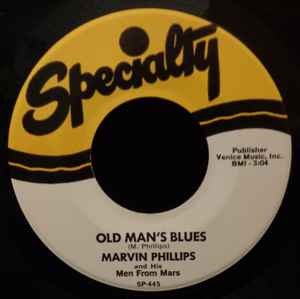 Image of Back Cover of 7" - /VG - MARVIN PHILLIPS AND HIS MEN FROM MARS, Wine Woogie / Old Man's Blues (Specialty; XSP-445, US Reissue), Light marks only. Plays well.,  - 2956168S