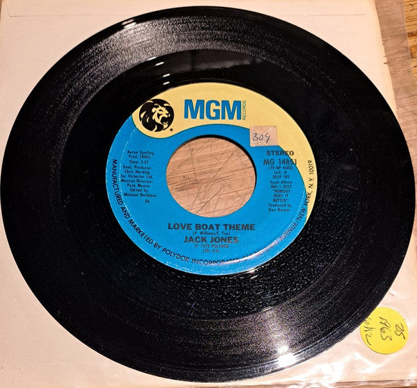 Image of Front Cover of 7" - VG+/EX - JACK JONES, Love Boat Theme / Ready To Take A Chance Again (MGM Records; MG 14851, US 1979, Company Sleeve), ,  - 2956172S