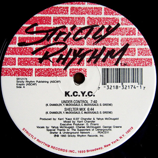 Image of Front Cover of 12" - /VG+ - K.C.Y.C., Under Control (Strictly Rhythm ; SR12174, US 1993), highlighter on label,  - 2946169S