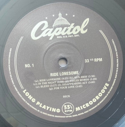 Image of Label Cover of LP - NEW/NEW - BECK, Ride Lonesome (EMI; 6111769, UK 2026, Inner, Black Vinyl), , Beck returns with Ride Lonesome, his first album of all-new material since the GRAMMY-winning Hyperspace, arriving September 18 via Capitol Records. Harkening back to the rich, atmospheric sounds of Morning Phase and Sea Change, the album reunites Beck with musicians from those acclaimed releases. Produced by Beck and mixed by Nigel Godrich, Ride Lonesome marks a compelling return to the intimate, cinem