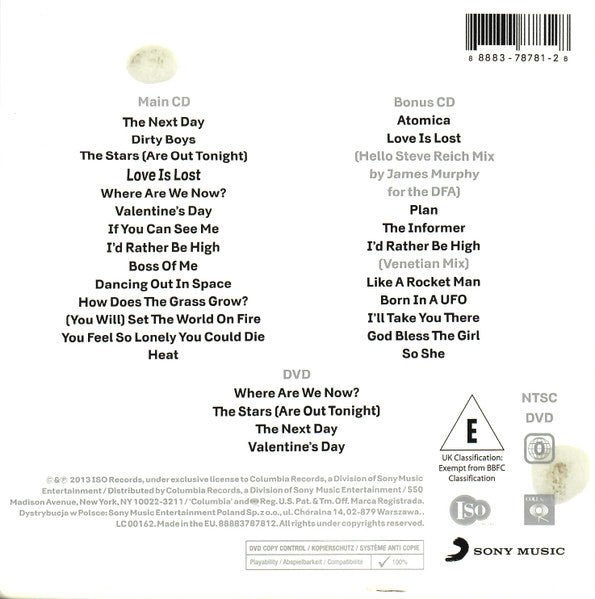 Image of Back Cover of 3xCD - VG+/VG+ - DAVID BOWIE, The Next Day Extra (Columbia; 88883787812, Worldwide 2013, Box Set, 3 Inners & 2 Booket, 2CD. 1DVD), ,  - 2936095E