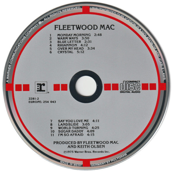 Image of Label Cover of CD - VG+/VG+ - FLEETWOOD MAC, Fleetwood Mac (Reprise Records; 2281-2, USA & Europe 1984, Jewel Case), ,  - 2936047E