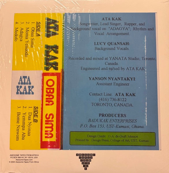 Image of Back Cover of LP - NEW/NEW - ATA KAK, Obaa Sima (Anniversary Remaster) (Awesome Tapes From Africa; ATFA054DLXC1, UK 2025 Reissue, Gatefold, Inner, Signed copies exclusive to Flashback. Splatter Vinyl With DVD, Download Code), ,  - 2936097E