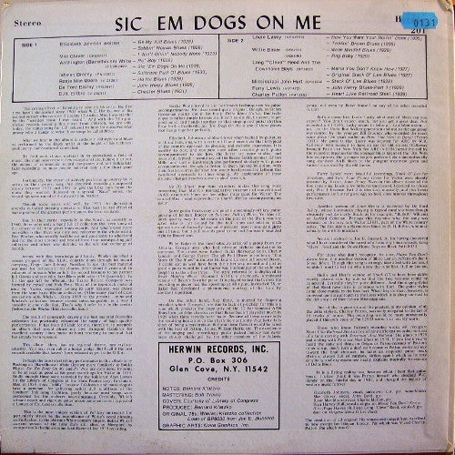 Image of Back Cover of LP - VG/VG - VARIOUS ARTISTS, Sic 'Em Dogs On Me (Herwin Records ; Herwin 201, US 1972), Strong VG, Edge and Ring Wear,  - 2926165E