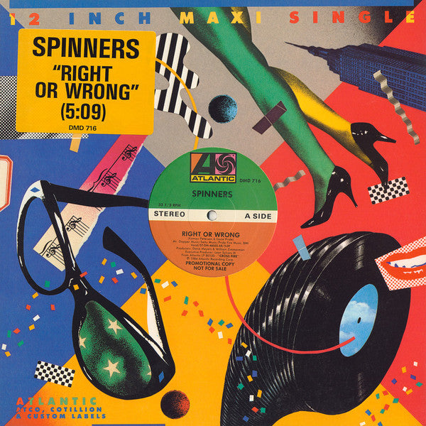 Image of Front Cover of 12" - VG/VG+ - SPINNERS, Right Or Wrong (Atlantic; DMD 716, US 1984, Promo, Stickered Company Sleeve), Some edge / corner wear on sleeve,  - 2916228C