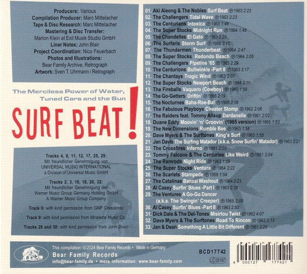 Image of Back Cover of CD - VG+/VG+ - VARIOUS, Surf Beat ! (Bear Family Records; BCD17742, Germany 2024, Digipak, Booklet), ,  - 2916242C