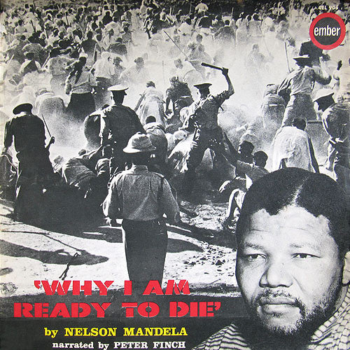 Image of Front Cover of LP - G+/VG - NELSON MANDELA NARRATED BY PETER FINCH, Why I Am Ready To Die (Ember Records; CEL 905, UK 1964, Inside Loading Laminated Front Flipback Gatefold, TEST PRESSING), Hairlines. Heavy edge wear, spine damage, tears and laminate creasing. Test pressing stamp inside gatefold. ,  - 2946218S