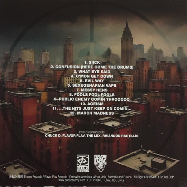 Image of Back Cover of CD - VG+/VG+ - PUBLIC ENEMY, Black Sky Over The Projects: Apartment 2025 (Enemy Records; ER2003LCDP, Worldwide 2025, Card Sleeve, Insert), ,  - 3056168S