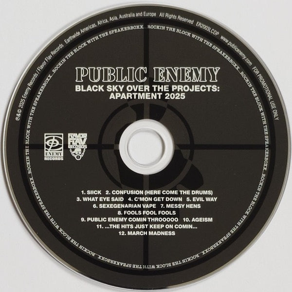Image of Label Cover of CD - VG+/VG+ - PUBLIC ENEMY, Black Sky Over The Projects: Apartment 2025 (Enemy Records; ER2003LCDP, Worldwide 2025, Card Sleeve, Insert), ,  - 3056168S