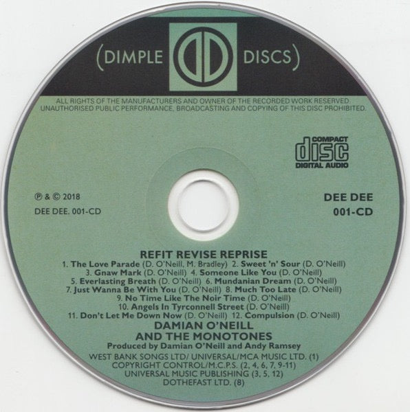 Image of Label Cover of CD - VG+/VG+ - DAMIAN O'NEILL AND THE MONOTONES, Refit Revise Reprise (Dimple Discs; DEE DEE 001-CD, UK 2018, Gatefold Card Sleeve), ,  - 2916269C