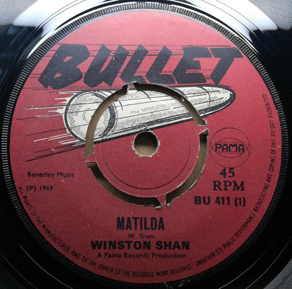 Image of Front Cover of 7" - /G - WINSTON SHAND / THE HARMONIANS, Matilda / Come To Me (Bullet; BU 411, UK 1969, 4-Prong Centre), Loads of marks, plays with background. No centre piece, SWOL.,  - 2916246C