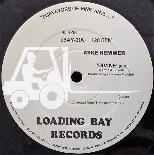 Image of Label Cover of 12" - VG/G+ - MIKE HEMMER, Divine (Loading Bay Records; LBAY-3, UK 1989, Picture Sleeve), A few stains on sleeve,  - 2916237C