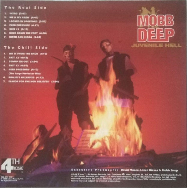 Image of Back Cover of LP - VG+/EX - MOBB DEEP, Juvenile Hell (Not On Label; PRLP 053-1,  , Unofficial Release, Red Vinyl), ,  - 2926237E
