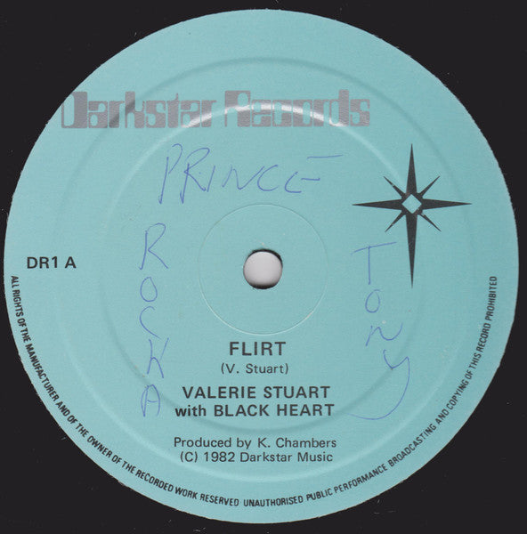 Image of Front Cover of 10" - /VG+ - VALERIE STUART WITH BLACK HEART, Flirt (Darkstar Records; DR1, UK 1982), Shiny clean, lovely labels.,  - 2916309C