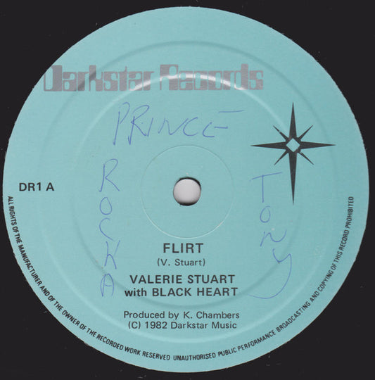 Image of Front Cover of 10" - /VG+ - VALERIE STUART WITH BLACK HEART, Flirt (Darkstar Records; DR1, UK 1982), Shiny clean, lovely labels.,  - 2916309C