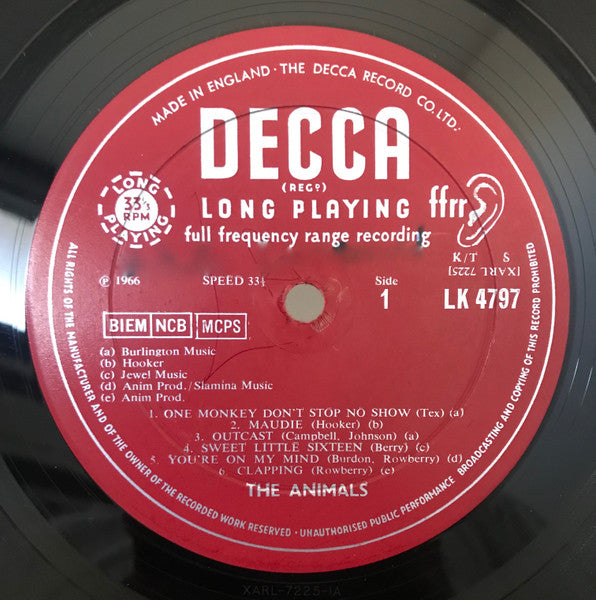 Image of Label Cover of LP - VG/VG - THE ANIMALS, Animalisms (Decca; LK 4797, UK 1966, Laminated Flipback Sleeve, Mono), Discoloured Sleeve, Edge Wear,  - 2946224S