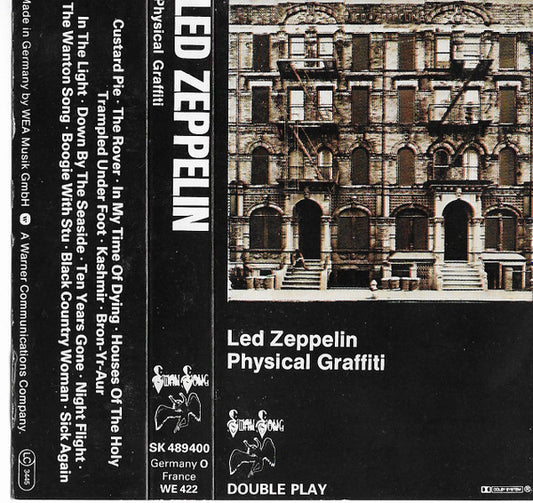 Image of Front Cover of Cassette - VG/VG - LED ZEPPELIN, Physical Graffiti (Swan Song; SK 489400, Europe Reissue, Non-Barcoded J-Card, HX Pro, Black Shell, Silver Text. Counter Numbers Under Window), ,  - 2916262C