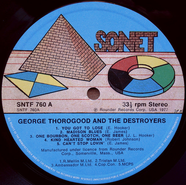 Image of Label Cover of LP - VG+/VG - GEORGE THOROGOOD AND THE DESTROYERS*, George Thorogood And The Destroyers (Sonet; SNTF 760, UK 1978), ,  - 2926252E