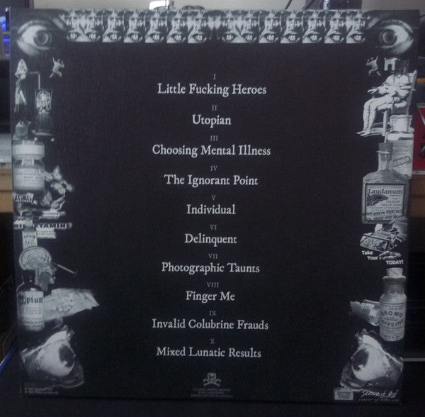 Image of Back Cover of LP - VG+/VG+ - PHILIP H. ANSELMO & THE ILLEGALS, Choosing Mental Illness As A Virtue (Season Of Mist; SOM 455LP, Europe 2018, Textured Gatefold Sleeve, Inner, Purple Vinyl. Limited to 500 Copies.), In hype stickered plastic outer.,  - 2926307E