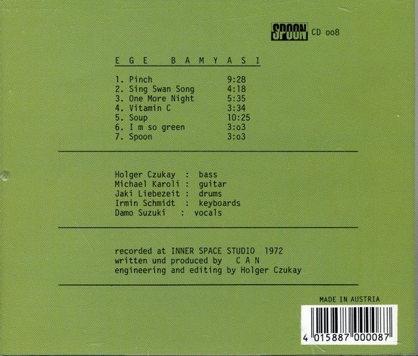 Image of Back Cover of CD - VG+/VG+ - CAN, Ege Bamyasi (Spoon Records; Spoon CD 008, Europe 1998 Reissue, Jewel Case), ,  - 2916354C