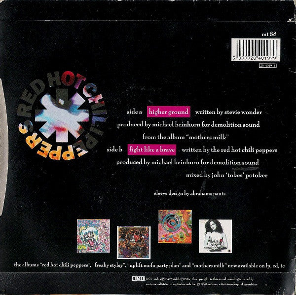 Image of Back Cover of 7" - VG/VG - RED HOT CHILI PEPPERS, Higher Ground (EMI USA Paper Labels; mt 88, UK 1990, Picture Sleeve), ,  - 2916356C