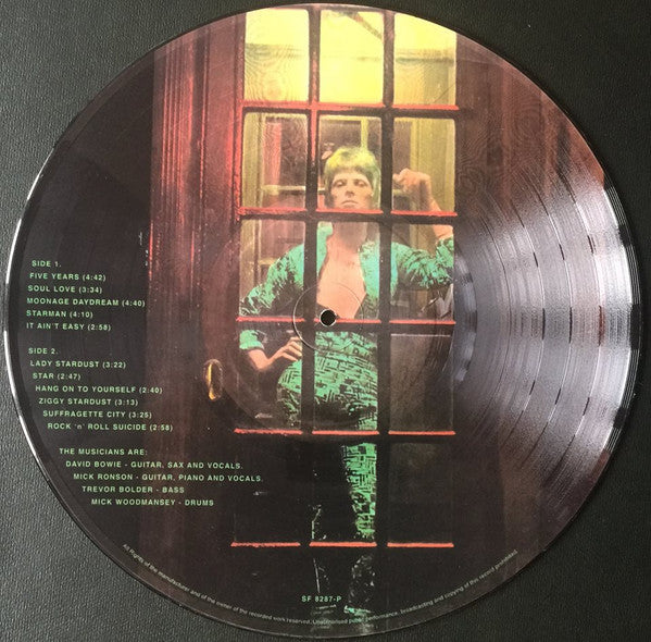Image of Label Cover of LP - VG/VG - DAVID BOWIE, The Rise And Fall Of Ziggy Stardust And The Spiders From Mars (Not On Label ; SF 8287-P, UK 2007 Reissue, Unofficial picture disc), Several hairlines. Creases on sleeve.,  - 2926257E