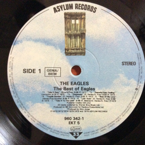 Image of Label Cover of LP - VG/VG+ - THE EAGLES, The Best Of Eagles (Asylum Records; 960 342-1, Europe 1985), ,  - 2926260E