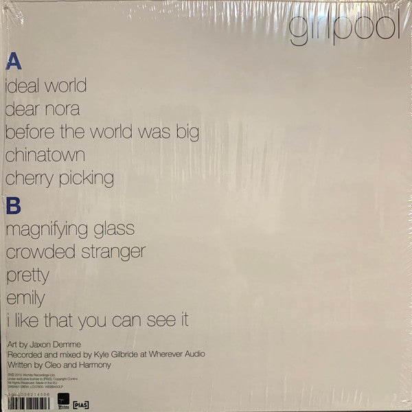 Image of Back Cover of LP - VG+/VG+ - GIRLPOOL, Before The World Was Big (Wichita; WEBB450LP, UK 2015, Textured Sleeve, Insert, Yellow Vinyl), ,  - 2926341E