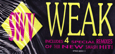 Image of Front Cover of 12" - VG/G+ - SWV, Weak (RCA; 07863-62521-1, US 1993, Stickered Plain Sleeve), Two small and deeper marks on B side. Wear and creasing and light damage along sleeve opening; shrink-wrap (plastic ripped),  - 3616279C