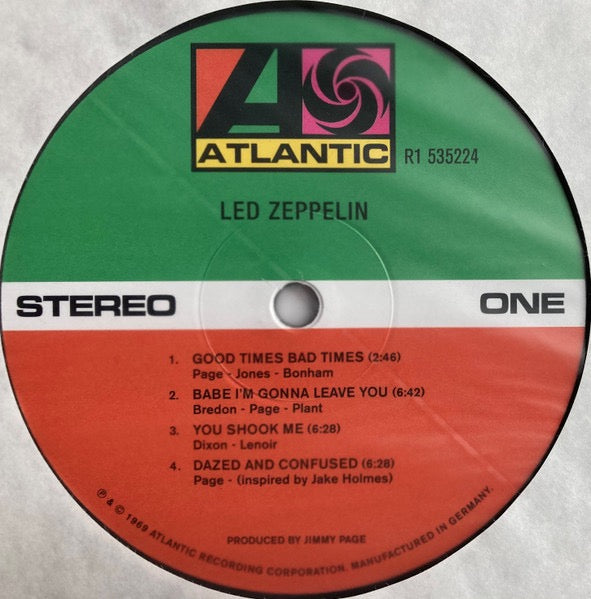 Image of Label Cover of LP - VG/VG+ - LED ZEPPELIN, Led Zeppelin (Atlantic; 8122796641, Europe 2014 Reissue, BF/BD), Hype sticker stuck on sleeve, one long scratch/crease on rear.,  - 2916441C