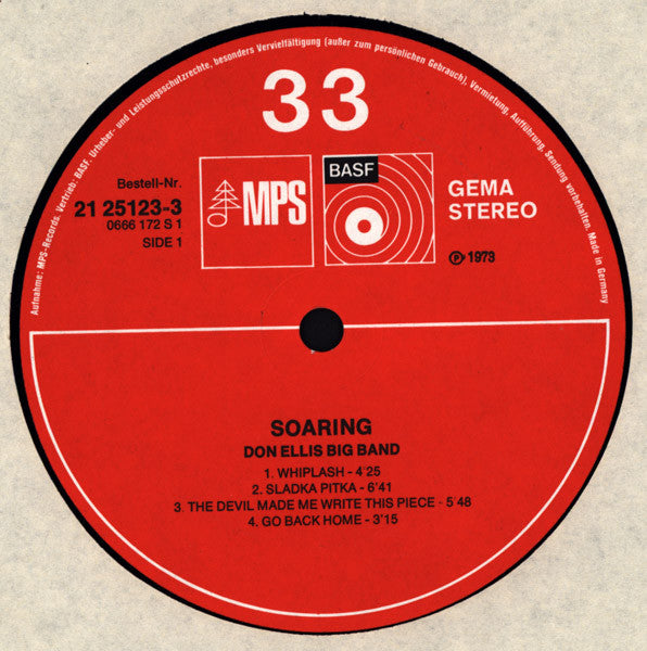 Image of Label Cover of LP - VG+/VG+ - DON ELLIS, Soaring (MPS Records; 21 25123-3, Germany 1973), ,  - 2946203S