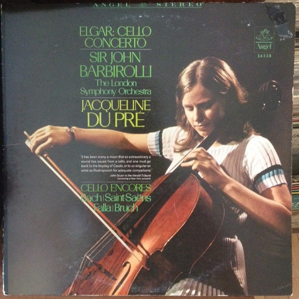 Image of Front Cover of LP - VG/VG - ELGAR - SIR JOHN BARBIROLLI, THE LONDON SYMPHONY ORCHESTRA, JACQUELINE DU PR , Cello Concerto / Cello Encores (Angel Records; 36338, US 1975), ,  - 2926265E