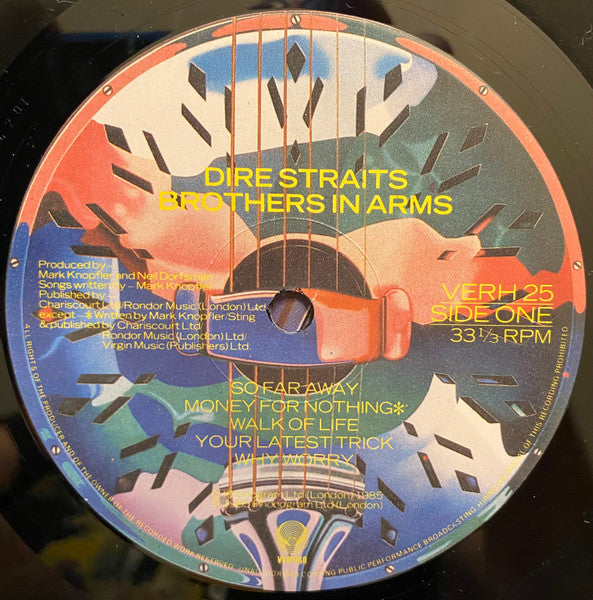 Image of Label Cover of LP - VG/VG - DIRE STRAITS, Brothers In Arms (Vertigo; 824 499-1, Austria 1980s Reissue, Pressed in the UK. Manufactured for and distributed/sold in Austria), Hairlines, edge wear, indents in cover,  - 2946272S